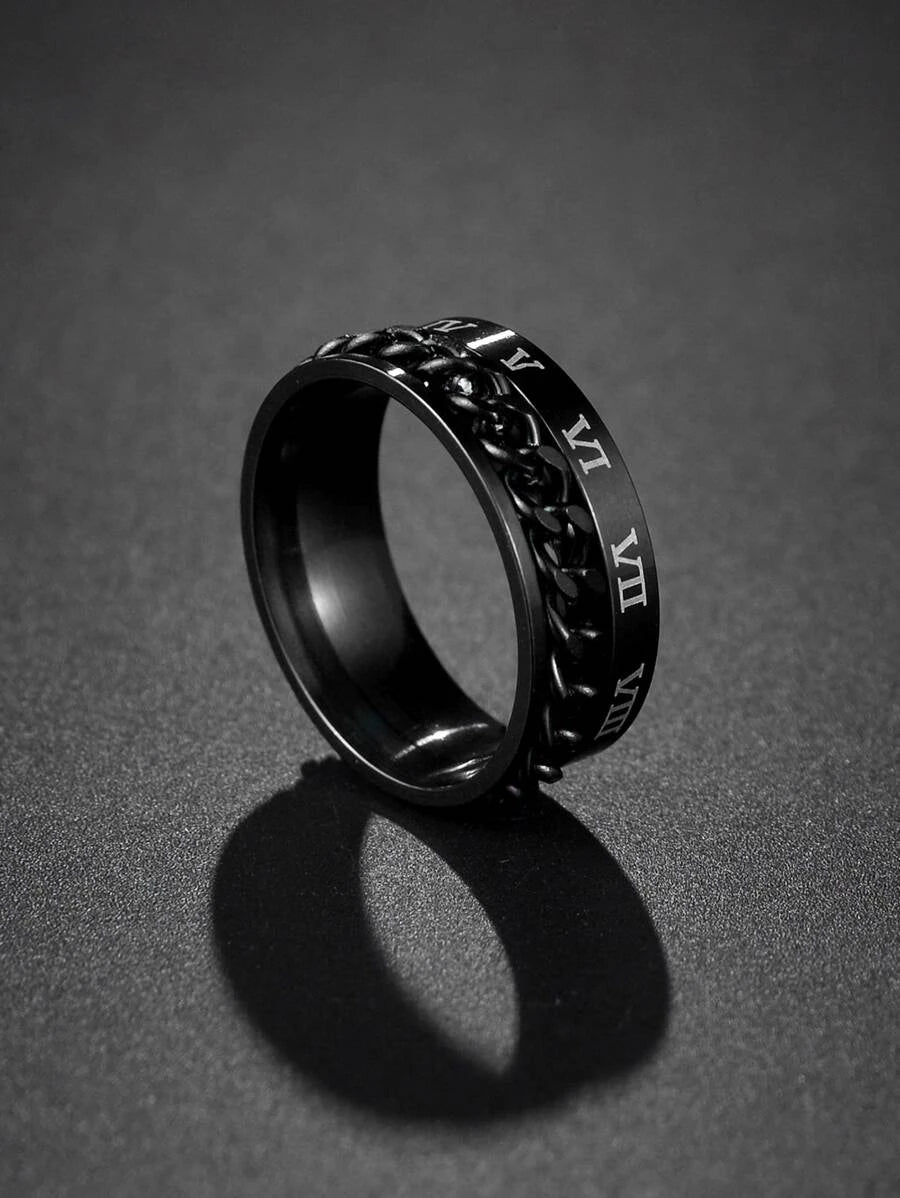 Ring for Men with diamond design one size black