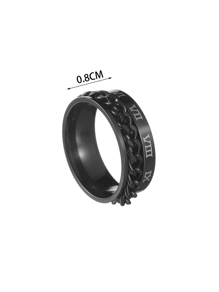 Ring for Men with diamond design one size black