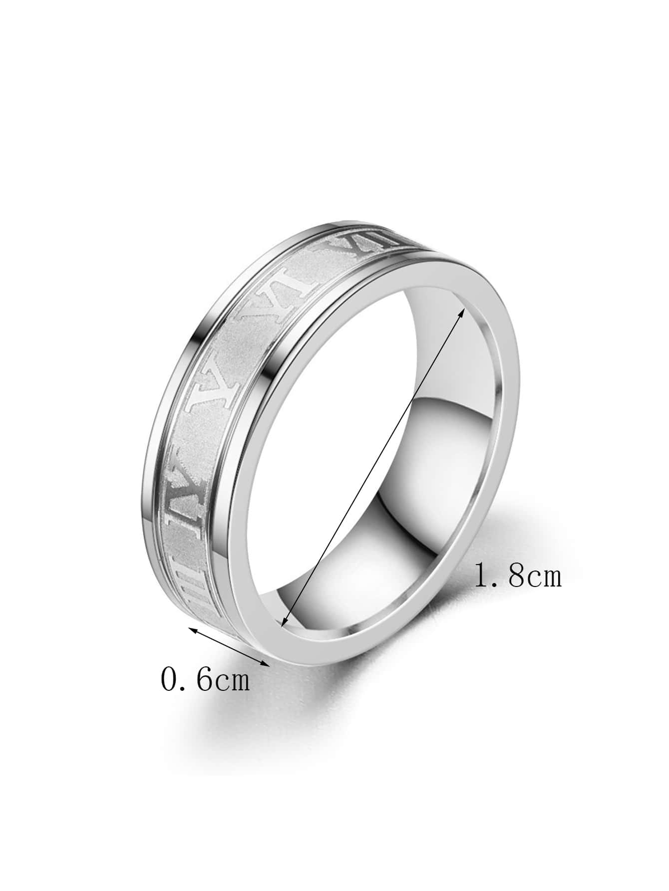 Silver Roman Numeral Design Ring
