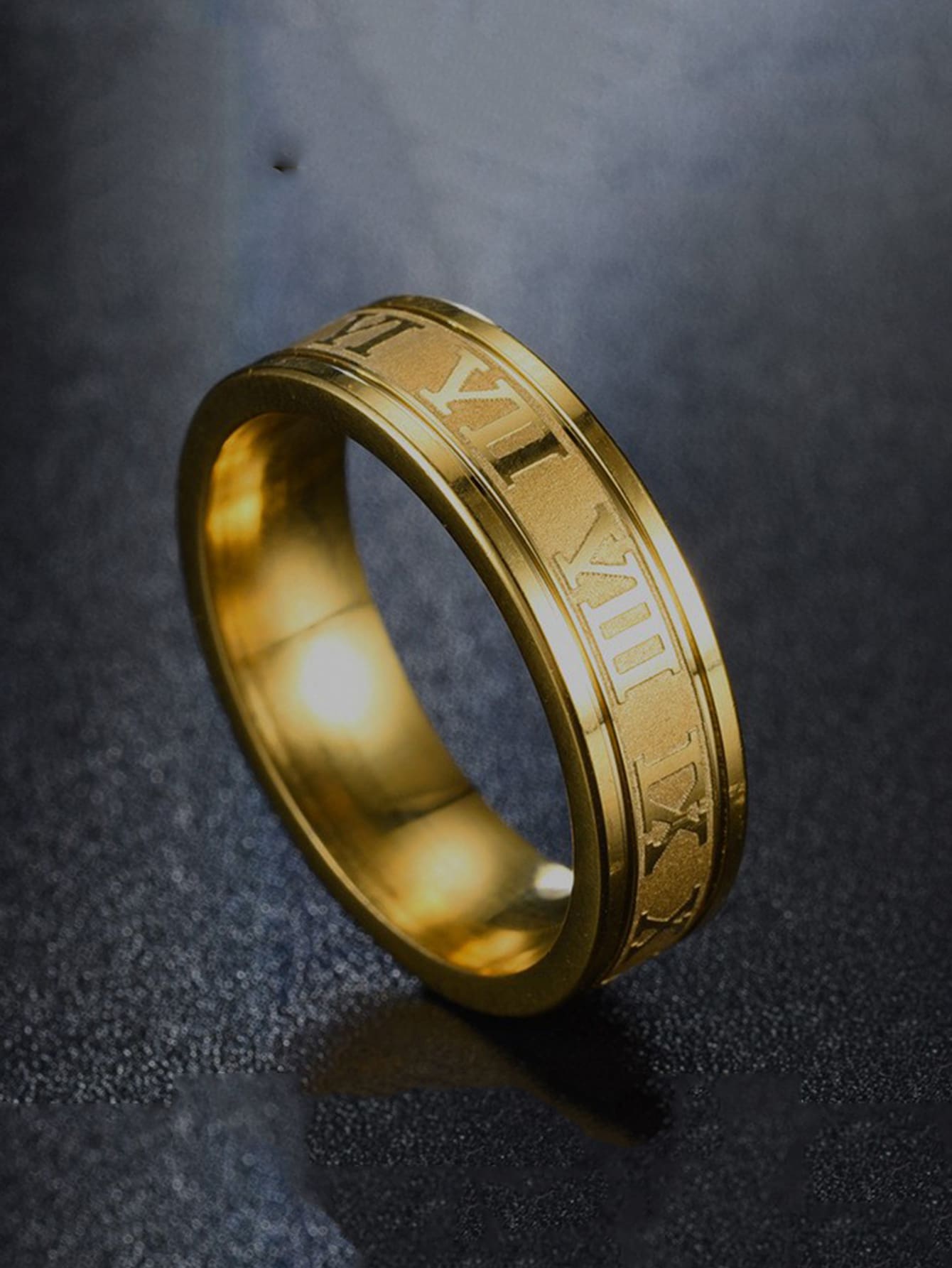 Golden Roman numeral ring