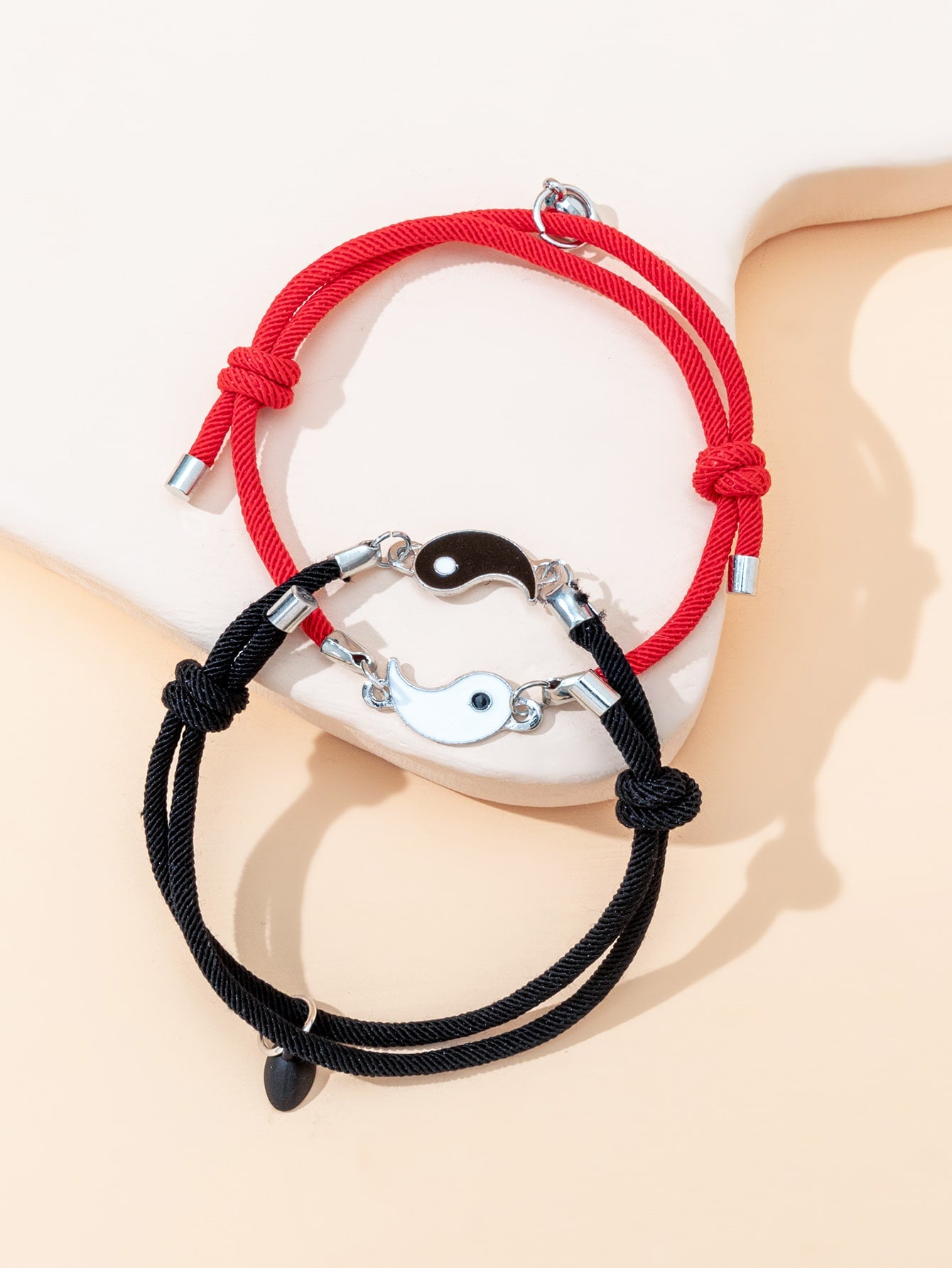 Red and Black Yin and Yang Design Bracelet