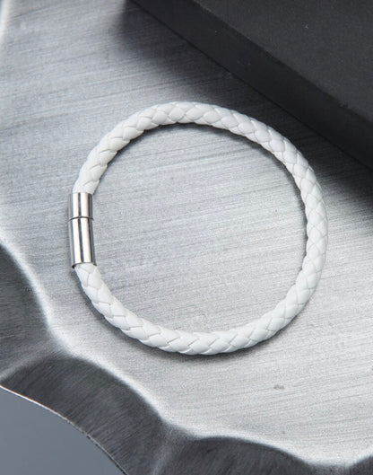 White PU Leather Bracelet and Metal Lock