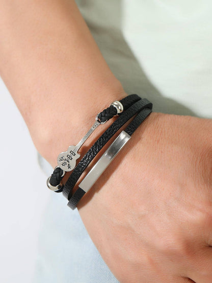 Black Layered Bracelet with Guitar Design