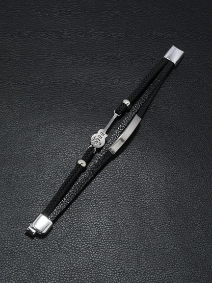 Black Layered Bracelet with Guitar Design