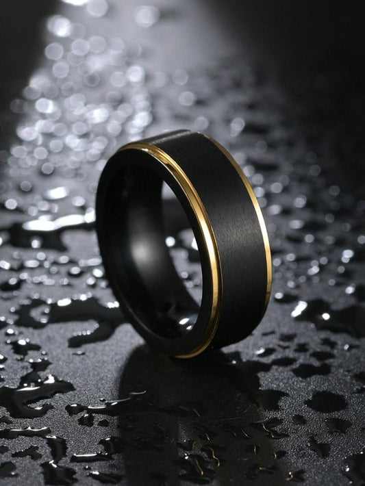 Two-tone black and gold minimalist ring