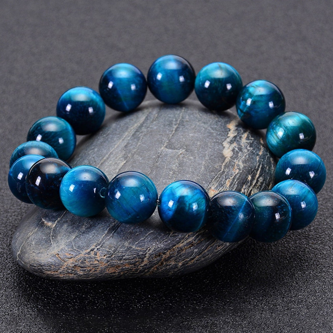 Pulsera Signature Single Ojo de Tigre Azul Royal