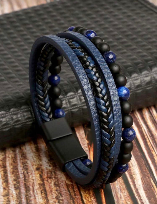 Blue Braided Bead Design Bracelet