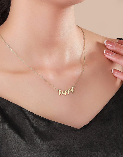 Mia Collar Happy en Plata con baño de Oro de 14Kl