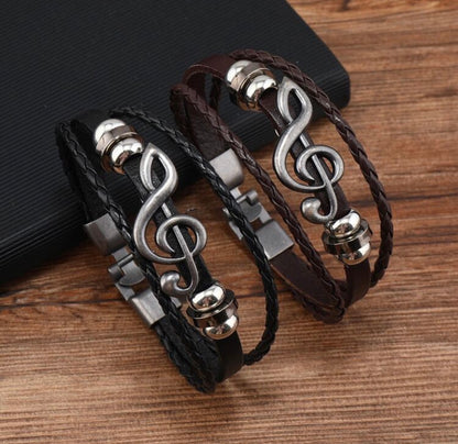 Pulsera negra con nota musical