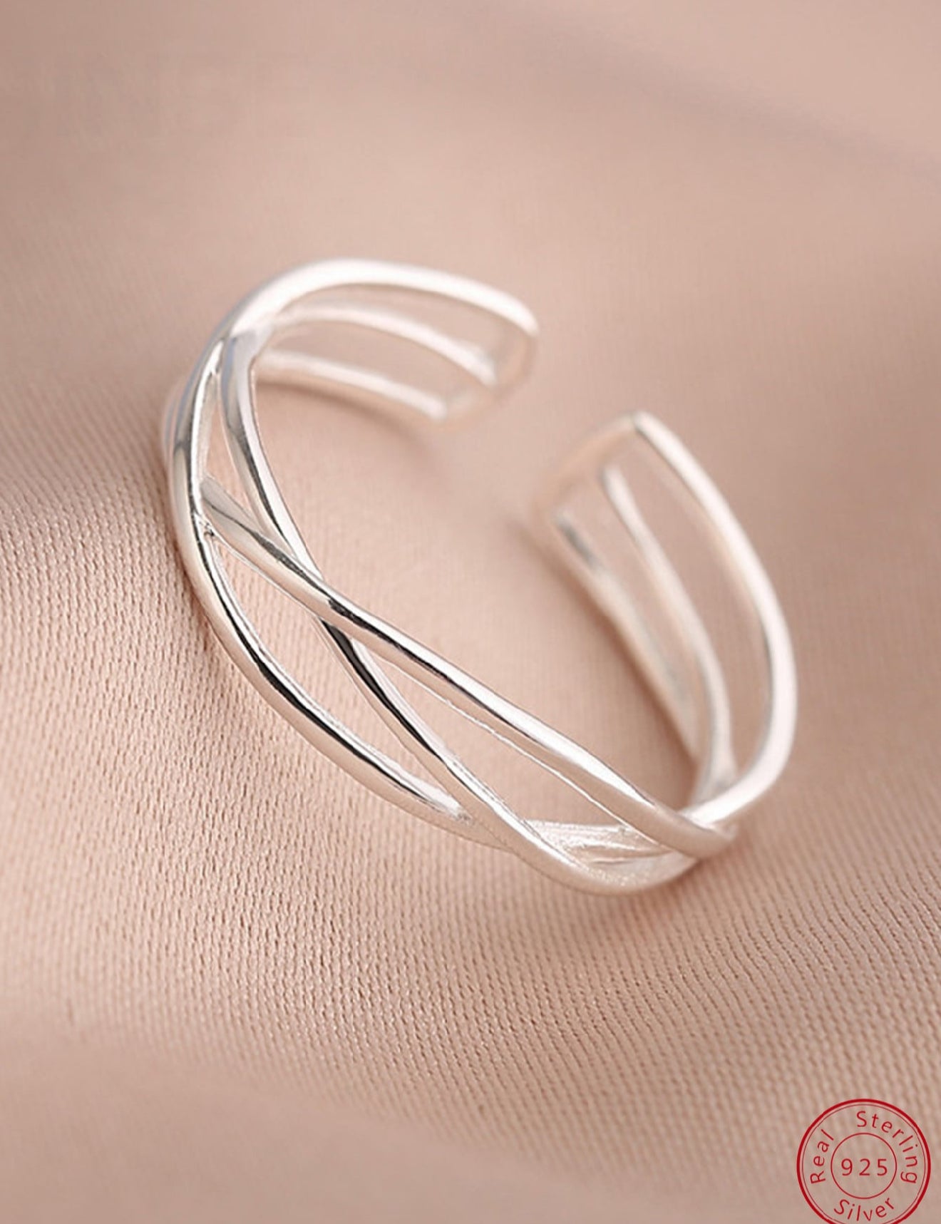 Sortija de dama Cruzado en Plata 925