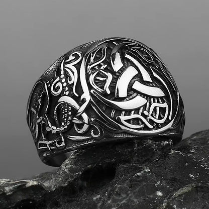 Anillo Vikingo Runas Nórdicas Plateado