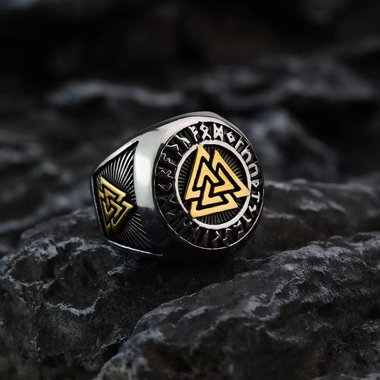 Anillo Vikingo Plateado y Dorado