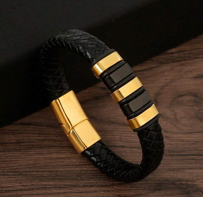 Black Braided Leather Bracelet