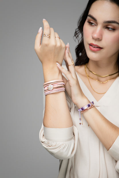 Mia Luxury Gemcube Amatista Rose Gold