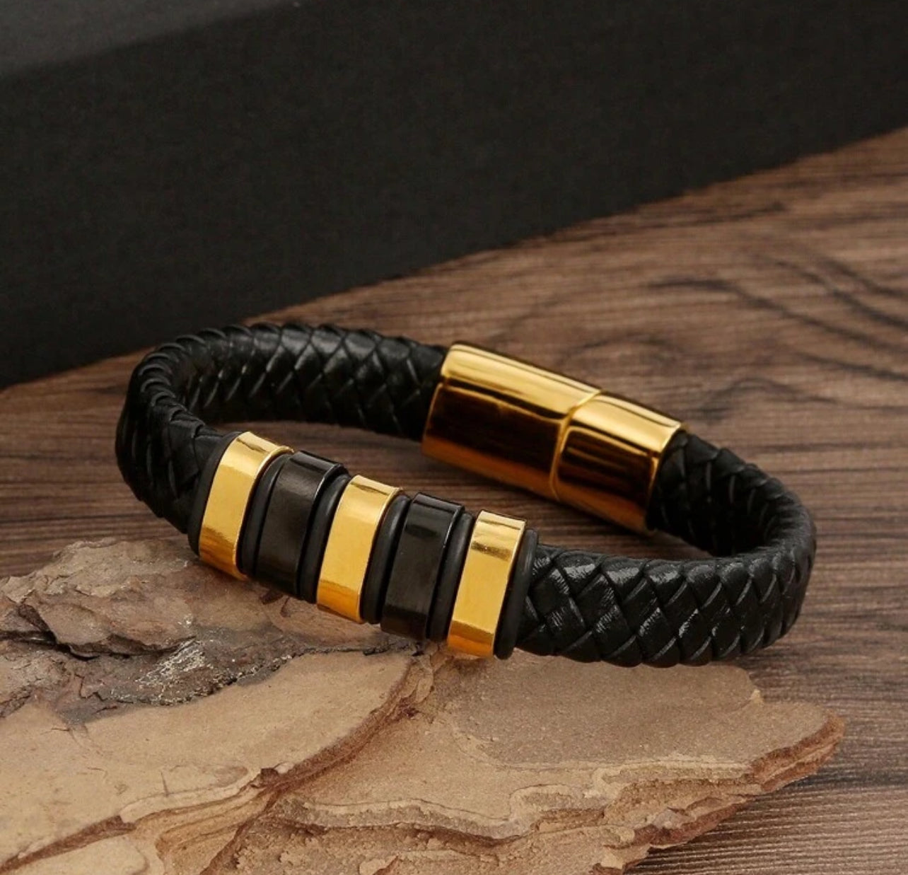 Black Braided Leather Bracelet