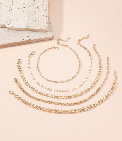 Mia Set de Tobillera en Acero Inoxidable Dorado