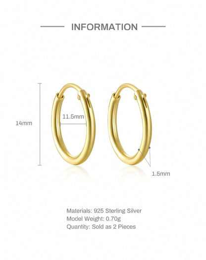 MIA - Pendientes de Plata de ley 925 aro Minimalista