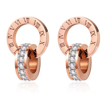 MIA - Set collar y aretes Romano con baño de oro rosa 18k