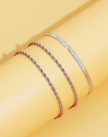 MIA - Set de pulseras 3 piezas Minimalistas en Acero Inoxidable, Trío de pulseras