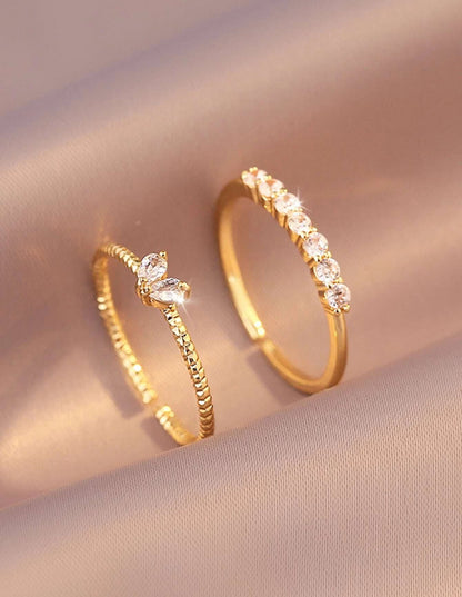 Sortijas de dama dorados con circonio en acero inoxidable ajustable