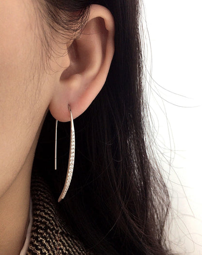 MIA - Pendientes largos Minimalistas en Plata 925 con Circones