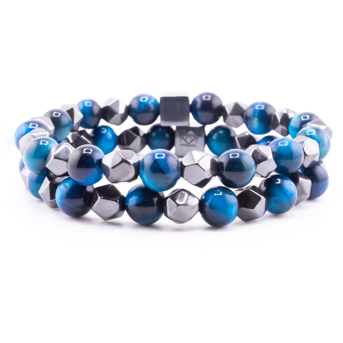 Pulsera Signature Diamond Ojo de Tigre Azul y Hematita