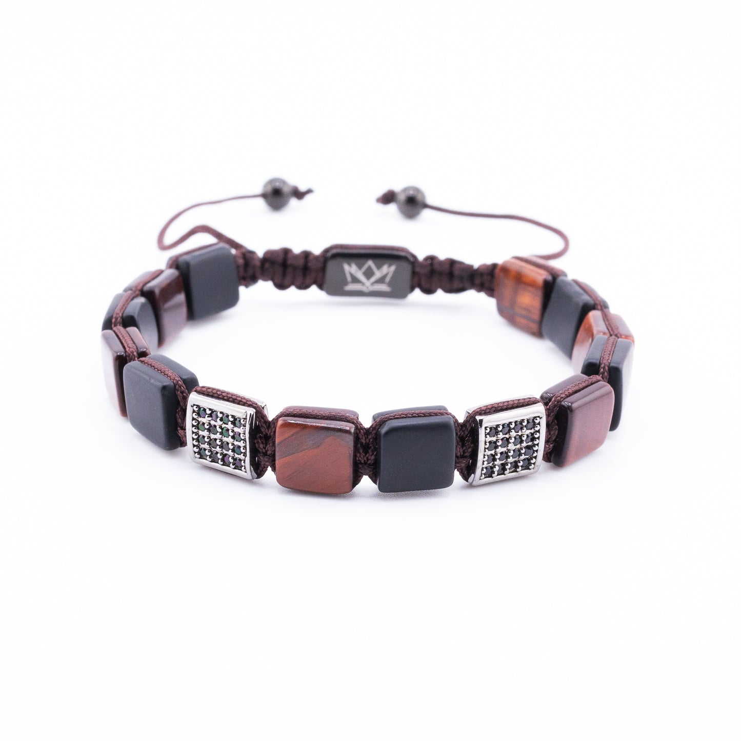 Pulsera Signature Gemcube Ojo de Tigre Rojo y Zirconia