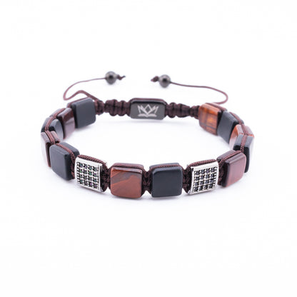 Pulsera Signature Gemcube Ojo de Tigre Rojo y Zirconia