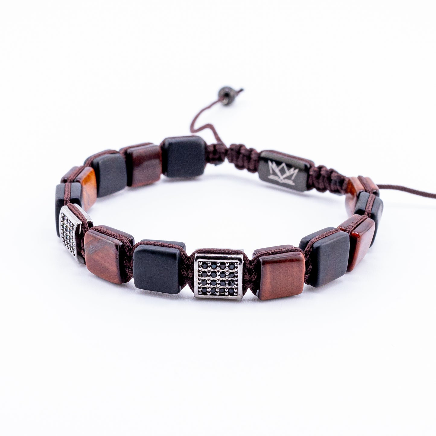 Pulsera Signature Gemcube Ojo de Tigre Rojo y Zirconia