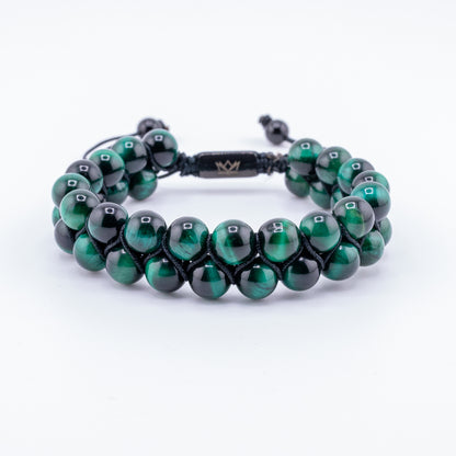 Pulsera Signature Doble Ojo de Tigre Verde