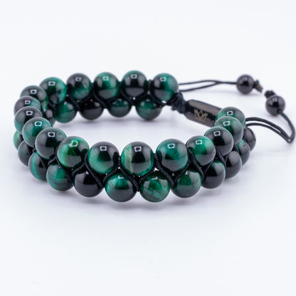 Pulsera Signature Doble Ojo de Tigre Verde