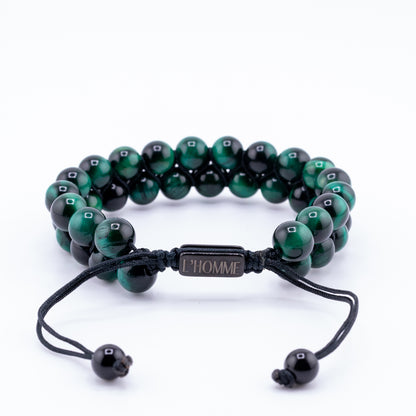 Pulsera Signature Doble Ojo de Tigre Verde