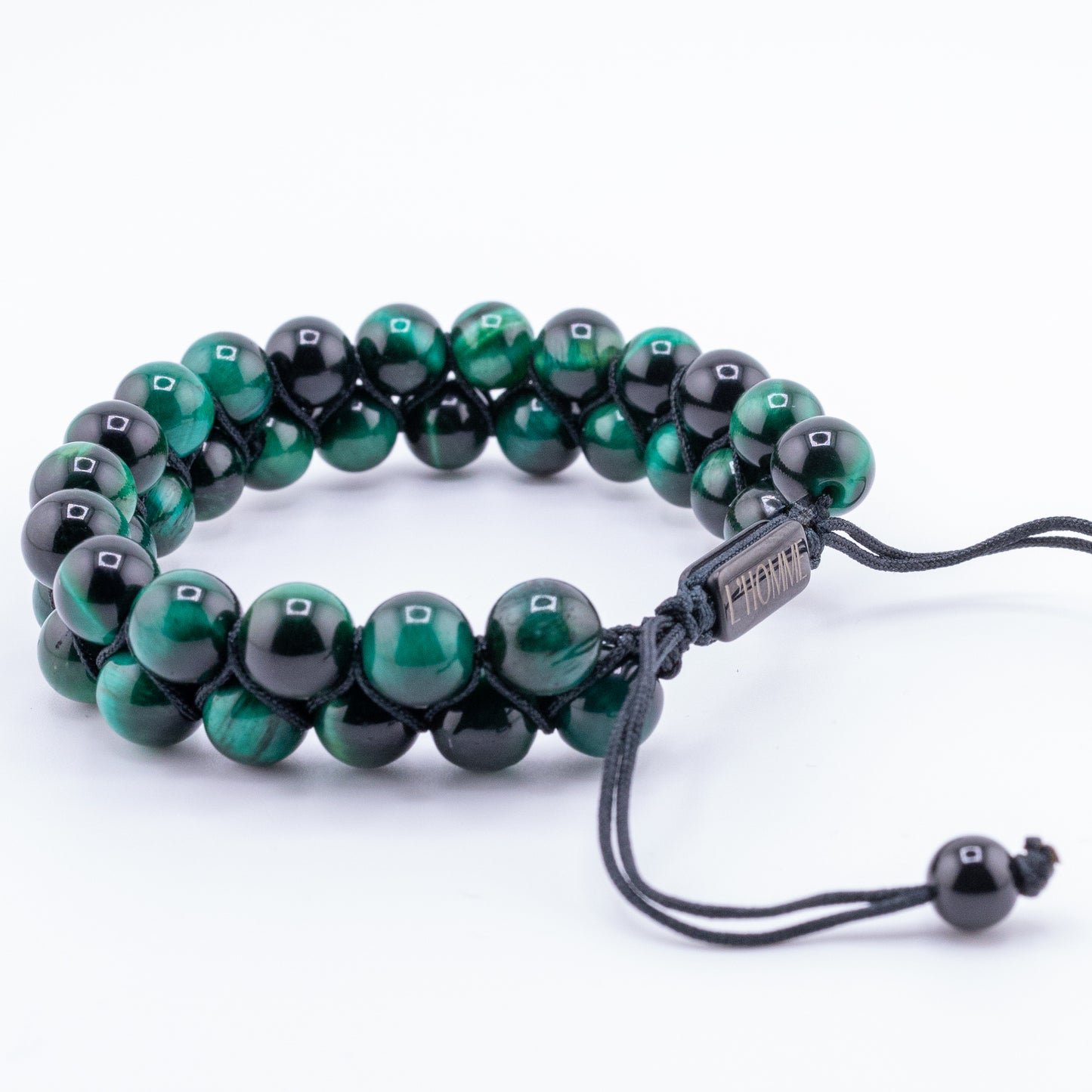 Pulsera Signature Doble Ojo de Tigre Verde