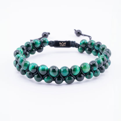 Pulsera Signature Doble Ojo de Tigre Verde