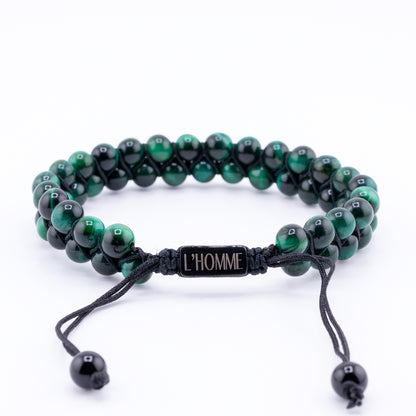 Pulsera Signature Doble Ojo de Tigre Verde