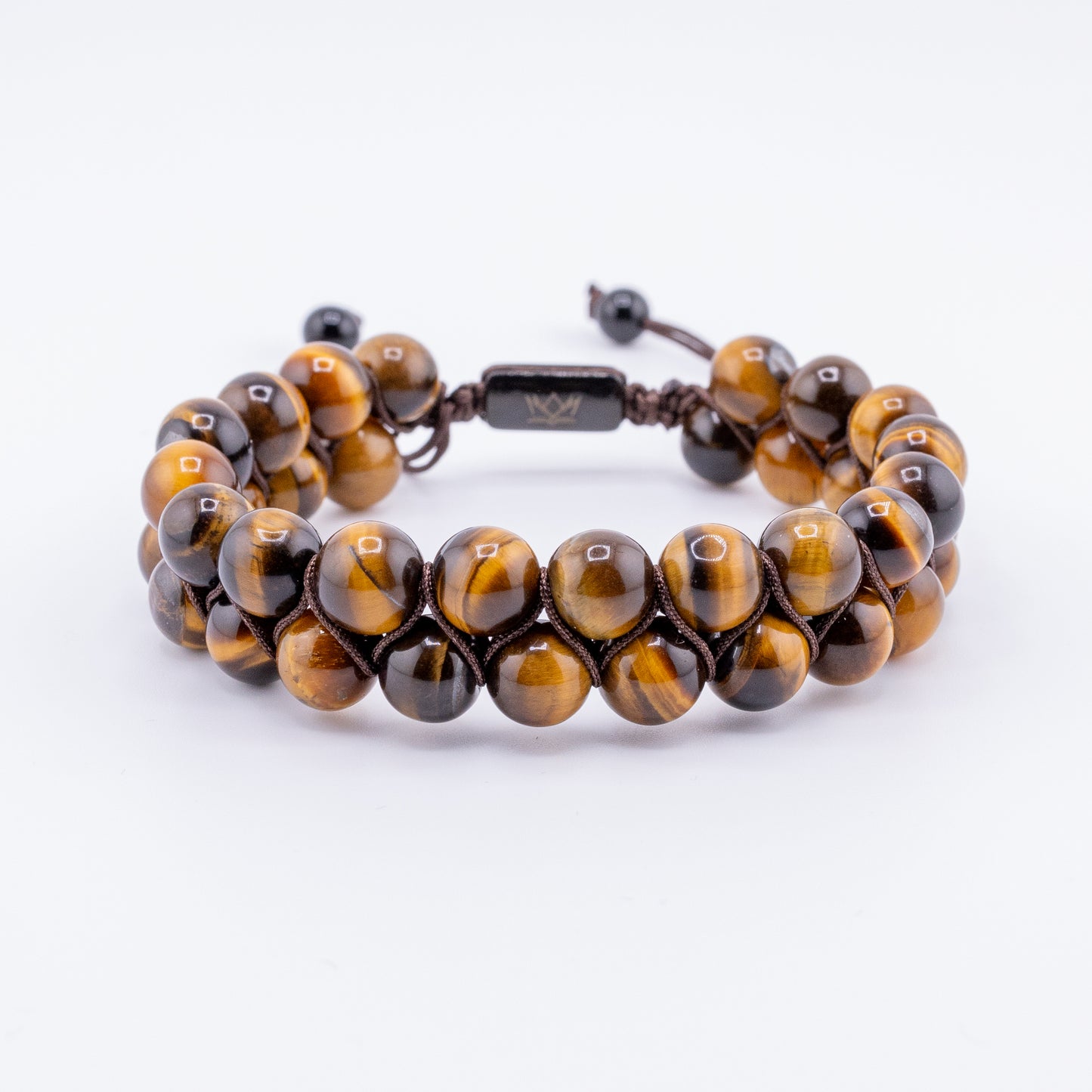 Pulsera Gemcube + Doble Ojo de Tigre Chocolate