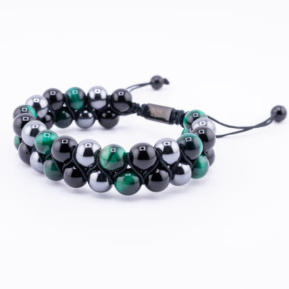 Signature Double Stone Onyx and Green Tiger's Eye Bracelet