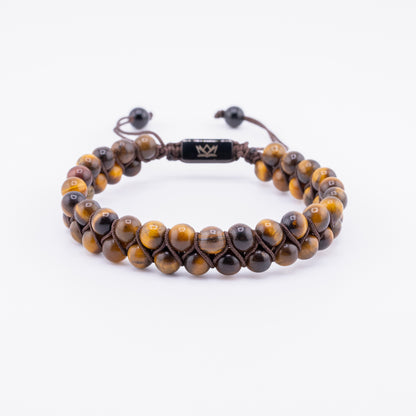 Pulsera Gemcube + Doble Ojo de Tigre Chocolate