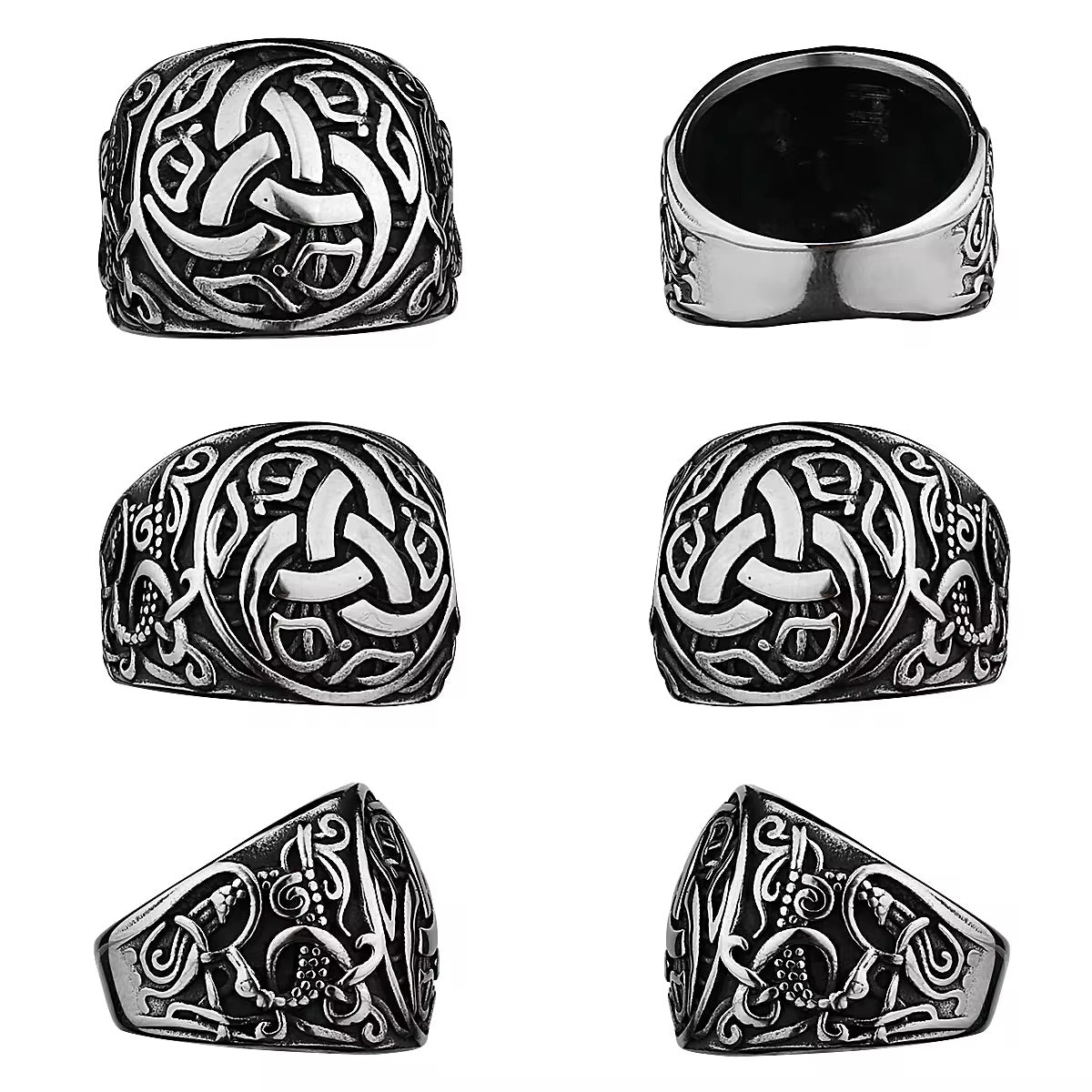 Anillo Vikingo Runas Nórdicas Plateado