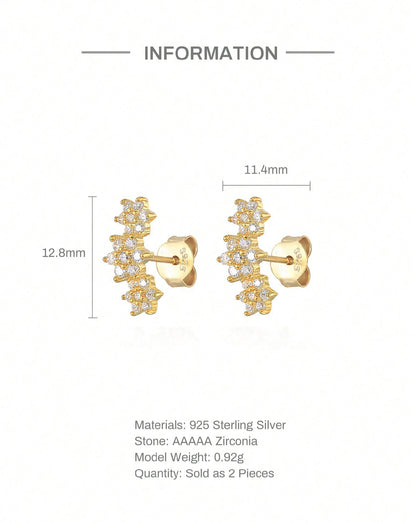 MIA - Pendientes de Plata con baño de Oro de 14kl  y Circonia cúbica