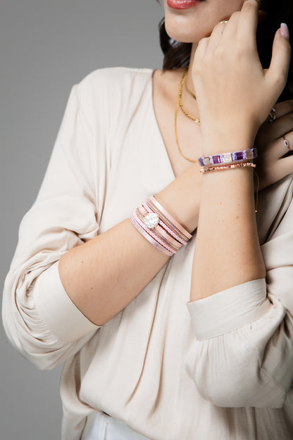 Mia Luxury Gemcube Amatista Rose Gold