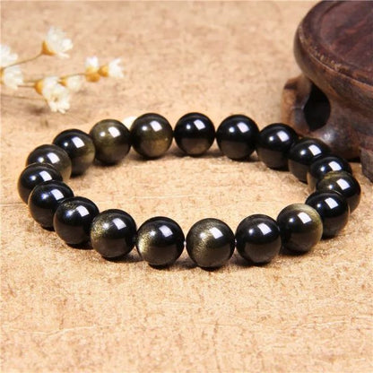 Pulsera Signature Obsidiana Dorada