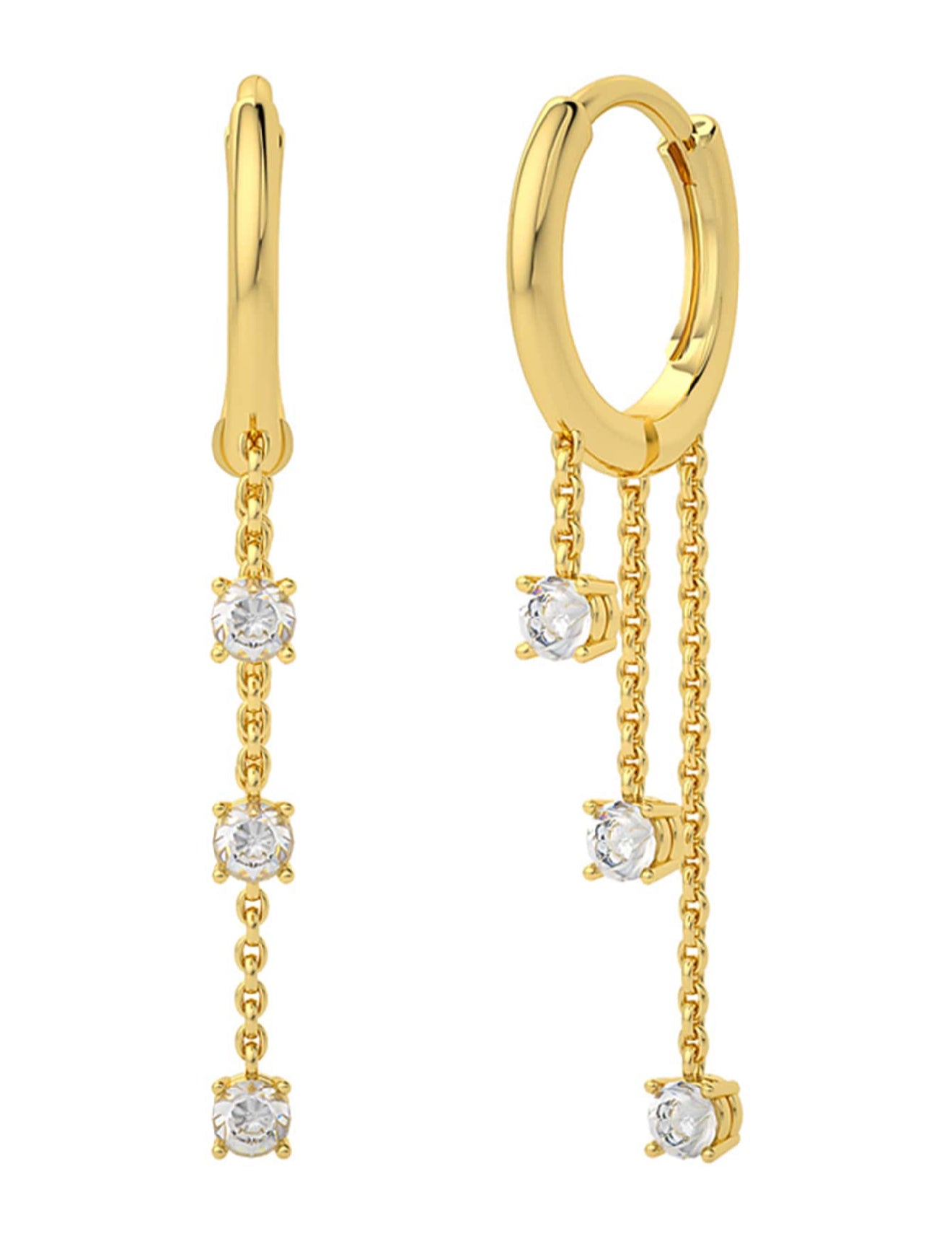 MIA - Pendientes largos en Plata 925 con baño de Oro de 14kl