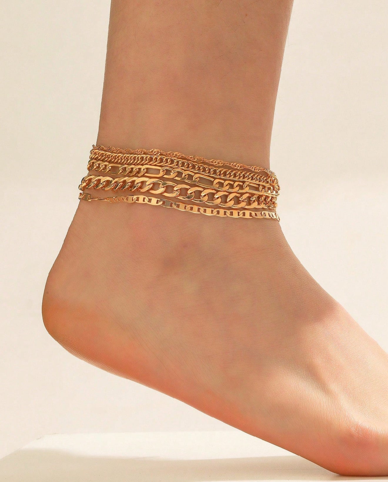 Mia Set de Tobillera en Acero Inoxidable Dorado