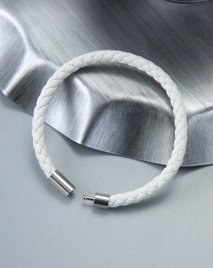 White PU Leather Bracelet and Metal Lock