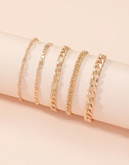 Mia Set de Tobillera en Acero Inoxidable Dorado