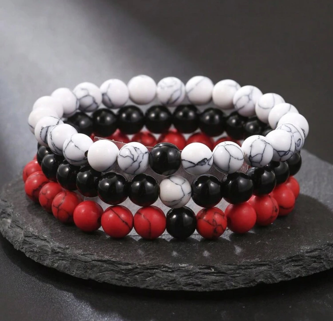 Pulsera 3 piezas con cuenta de hombres