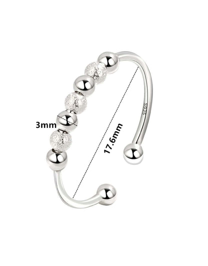 Sortija de dama ajustable de cuentas en Plata de ley 925