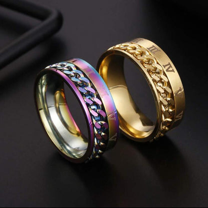 Anillo para Hombres con diseño de cadena Dorado