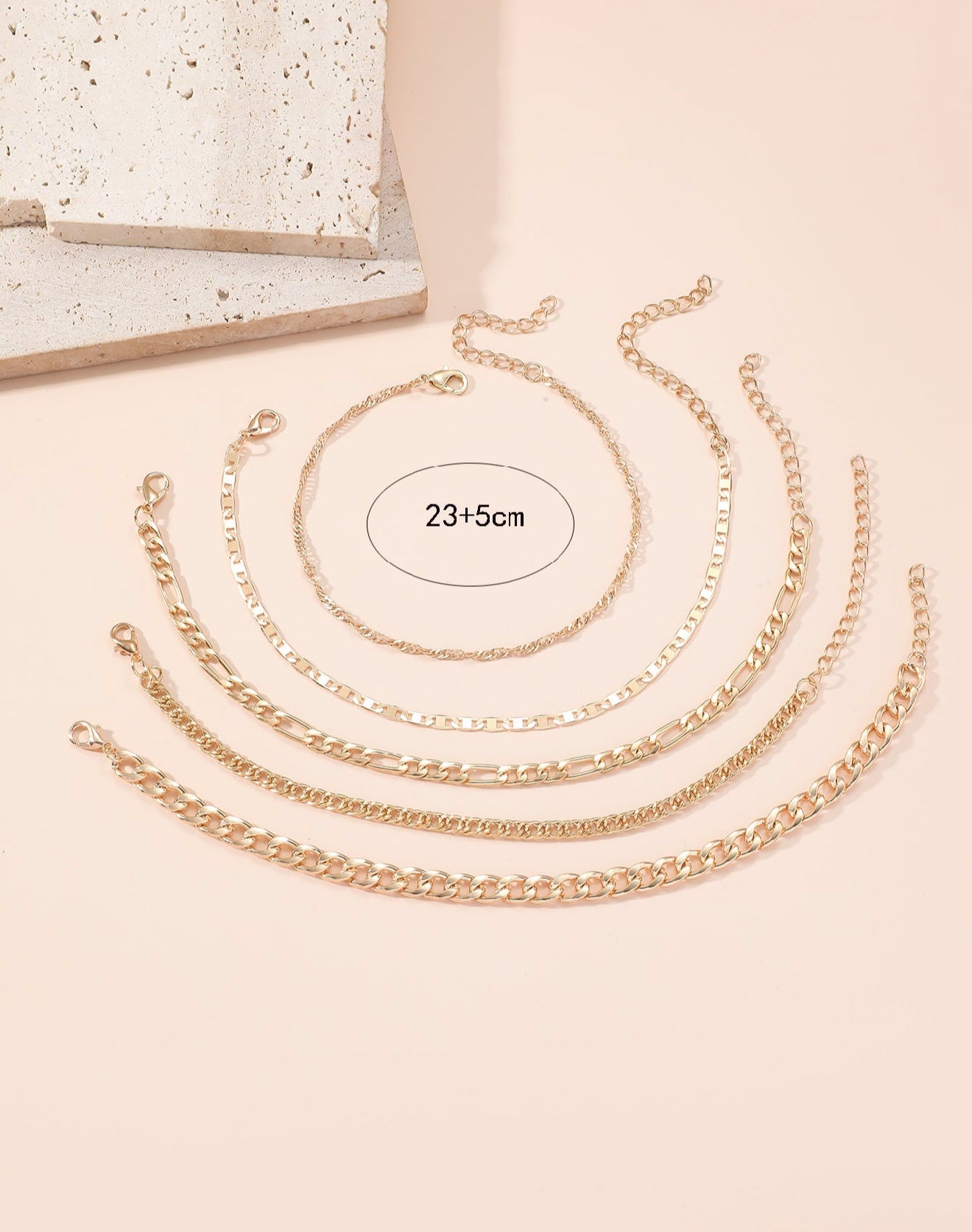 Mia Set de Tobillera en Acero Inoxidable Dorado